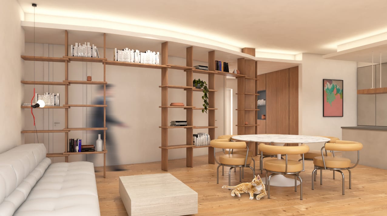 Interno con linee curve concentriche, progetto Monte Sacro
