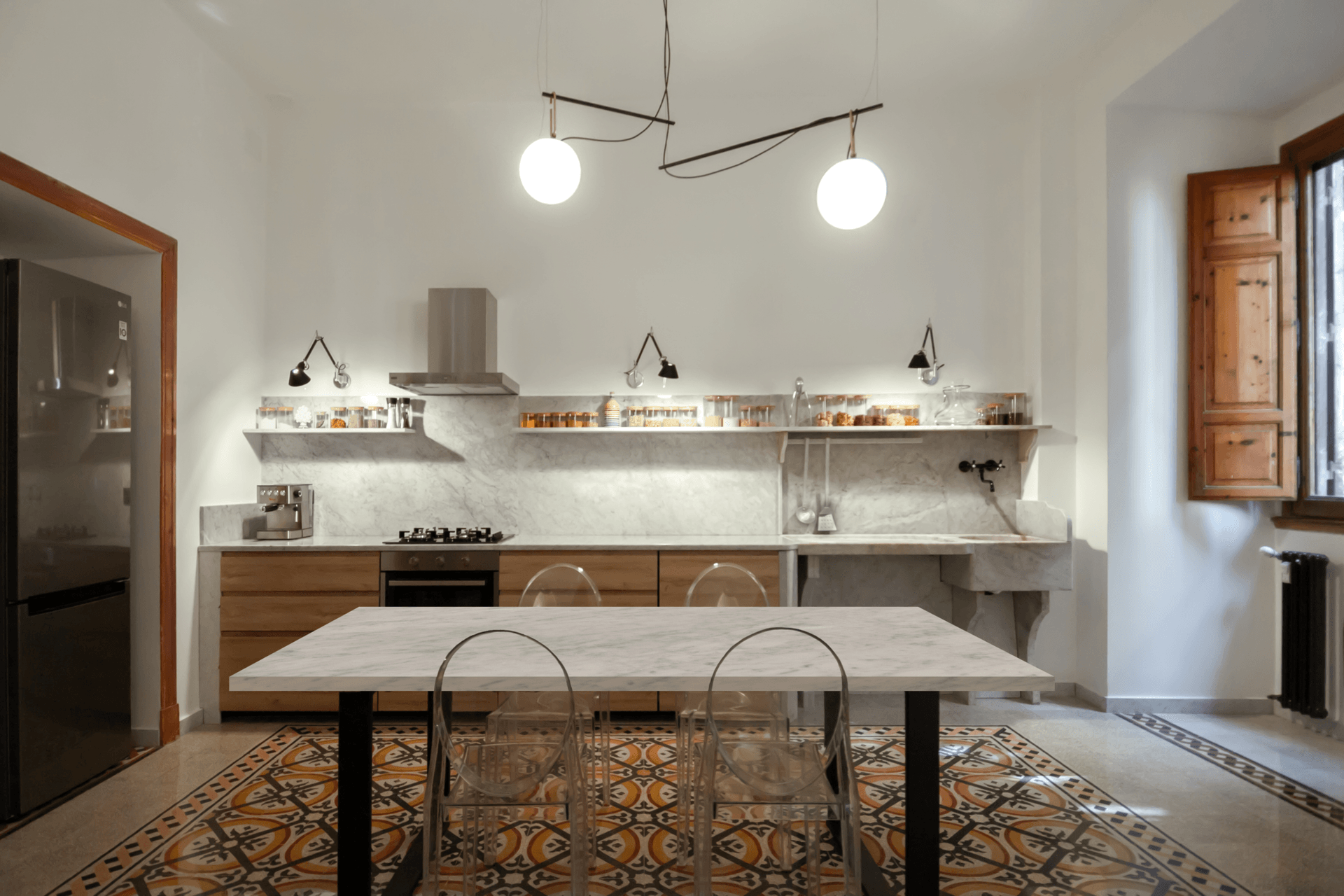 Interno restaurato con pavimenti storici, progetto Parioli